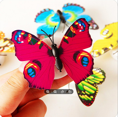 Picture of Pink Kites Plastic Led Light 1 Pcs 3D Butterfly Sticker Decoration Color Light for Wall Decoration | Mini Night Lamp - Peel and Stick