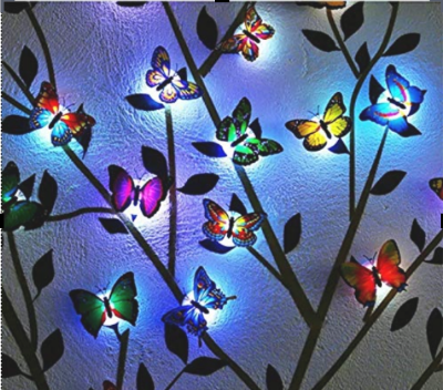 Picture of Pink Kites Plastic Led Light 1 Pcs 3D Butterfly Sticker Decoration Color Light for Wall Decoration | Mini Night Lamp - Peel and Stick
