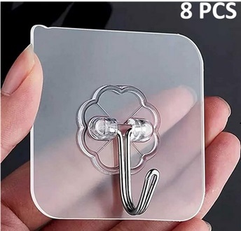 Picture of Wall Hook Hanger 8 Pcs - Transparent