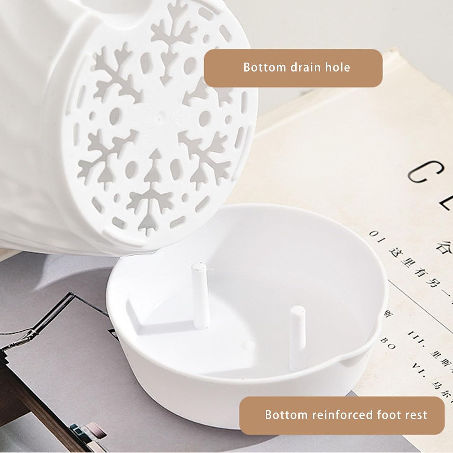 Picture of Flower Pot Watering Pot 4 Pcs with Drain Hole White (6In)