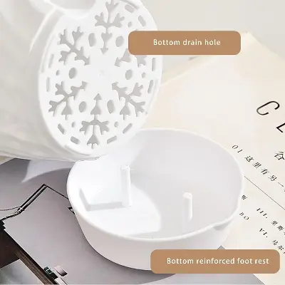 Picture of Flower Pot Watering Pot 4 Pcs with Drain Hole White (6In)