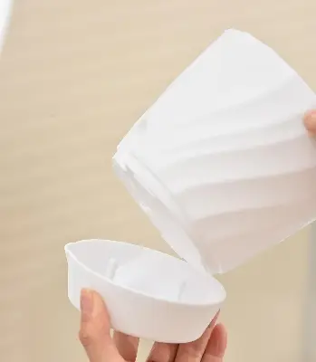 Picture of Flower Pot Watering Pot 4 Pcs with Drain Hole White (6In)