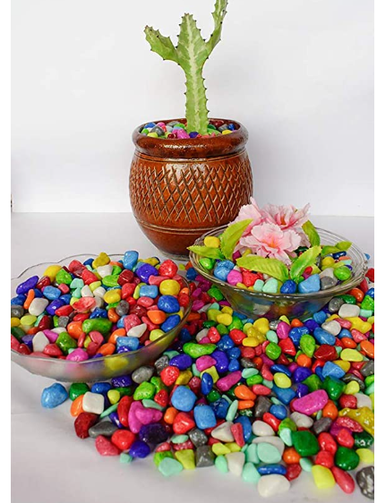 Picture of Multicolour Pebbles Stone for Decoration Garden Plants Pots Home Decor (1KG)
