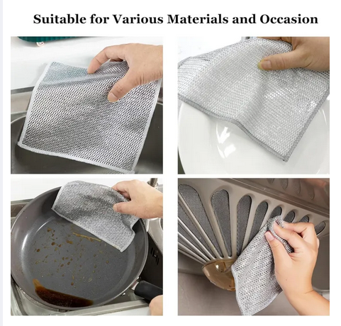 Picture of Wire Dishcloth&Gaps Cleaning Brush,Multipurpose Wire Dishwashing Rags for Wet&Dry,Wire Cleaning Cloth for Kitchen,Sinks,Pots,Pans