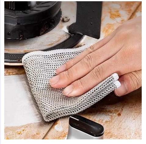 Picture of Wire Dishcloth&Gaps Cleaning Brush,Multipurpose Wire Dishwashing Rags for Wet&Dry,Wire Cleaning Cloth for Kitchen,Sinks,Pots,Pans