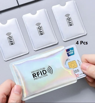 Picture of ATM, Debit Card Sleeves 4 Pcs- ID Card, Driver's License Holder Inserts with RFID Blocker - Silver