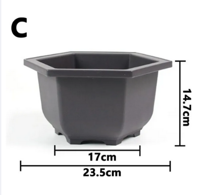 Picture of Bonsai Hexagonal (Flower Pot 9 Inchi 1 Pcs )Outdoor Pots Nursery Pot Mini Succulent Planter Pots Aquaponics Net Cup Outdoor Shelf for Plants Mini Pots Plastic Plant Container Antique Planting Net