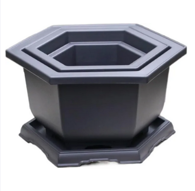 Picture of Bonsai Hexagonal (Flower Pot 9 Inchi 1 Pcs )Outdoor Pots Nursery Pot Mini Succulent Planter Pots Aquaponics Net Cup Outdoor Shelf for Plants Mini Pots Plastic Plant Container Antique Planting Net