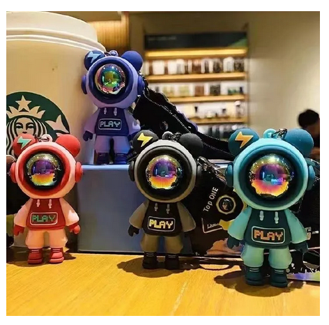 Picture of Key Ring for Girls and Key Chain Astronaut Doll Decorative Key Chain New Lightning Bear Keychain Cartoon Couple Backpack Zipper Pendant Car Electric Key Ring