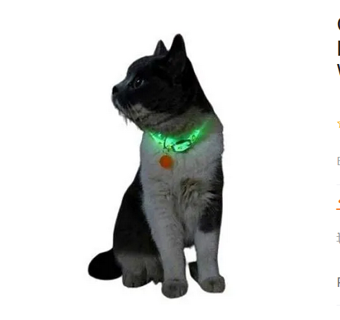 Picture of Cat Kitten Reflective Adjustable Collar Safety Buckle With Bells Cat Radium Adjustable Collar With Bell For Puppy/Kitten