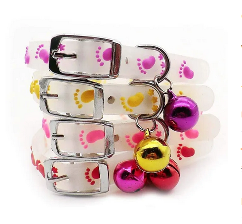 Picture of Cat Kitten Reflective Adjustable Collar Safety Buckle With Bells Cat Radium Adjustable Collar With Bell For Puppy/Kitten