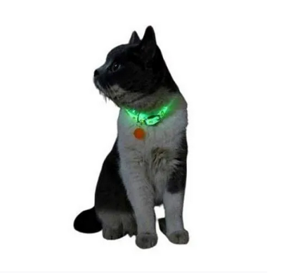 Picture of Cat Kitten Reflective Adjustable Collar Safety Buckle With Bells Cat Radium Adjustable Collar With Bell For Puppy/Kitten