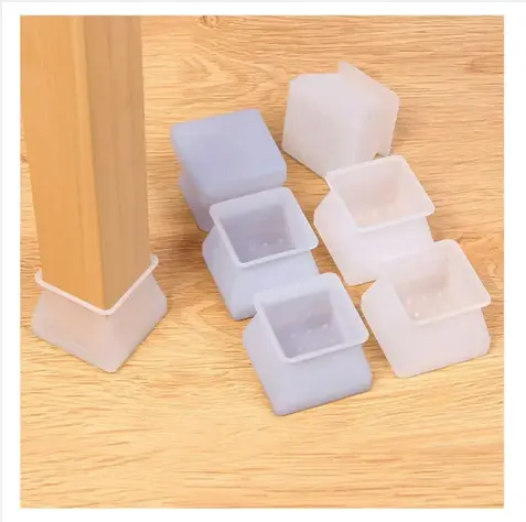 Picture of 4 Pack Silicone Floor Protectors Chair Leg Caps Square Furniture Table Feet Covers