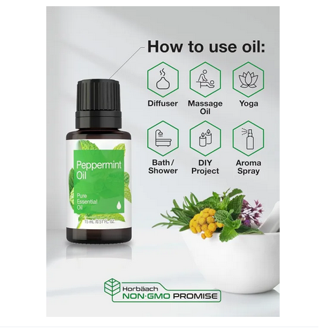 Picture of Peppermint Essential Oil Peppermint Essential Oil For Aromatherapy & Diffuser 10ml