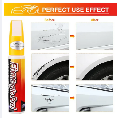 Picture of Car Paint Two-in-One (White) Scratch Repair, Automotive Touch Up Paint Pen with Instruction Manual, Quick and Easy