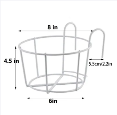 Picture of Iron Hanging 8 Inchi Flower Pot Holder Balcony Flower Pot Holder Round Metal Planter for Indoor Outdoor Garden Patio Fence