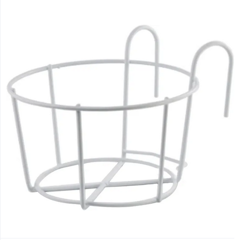 Picture of Iron Hanging 8 Inchi Flower Pot Holder Balcony Flower Pot Holder Round Metal Planter for Indoor Outdoor Garden Patio Fence