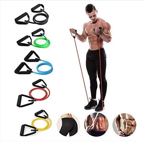 Picture of Swisspro Resistance Tube with Foam Handles for Exercise & Stretching, Suitable in Home & Gym Workout for Men & Women with Work Out Chart