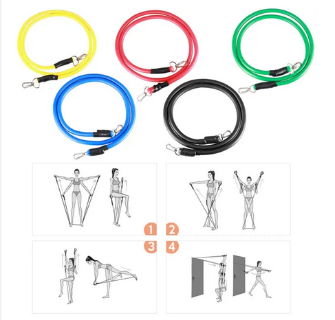 Picture of Swisspro Resistance Tube with Foam Handles for Exercise & Stretching, Suitable in Home & Gym Workout for Men & Women with Work Out Chart