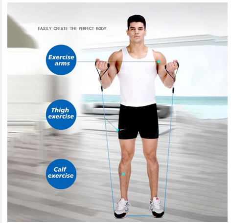 Picture of Swisspro Resistance Tube with Foam Handles for Exercise & Stretching, Suitable in Home & Gym Workout for Men & Women with Work Out Chart