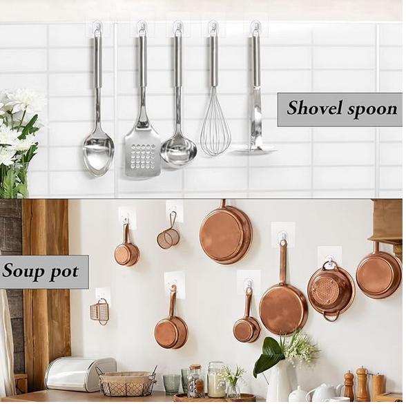 Picture of Hooks 10 Pcs Transparent Silicone Strong Self Adhesive Door Wall Hangers Hooks for Storage Hanging Kitchen Bathroom Accessories