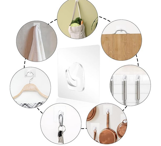 Picture of Hooks 10 Pcs Transparent Silicone Strong Self Adhesive Door Wall Hangers Hooks for Storage Hanging Kitchen Bathroom Accessories