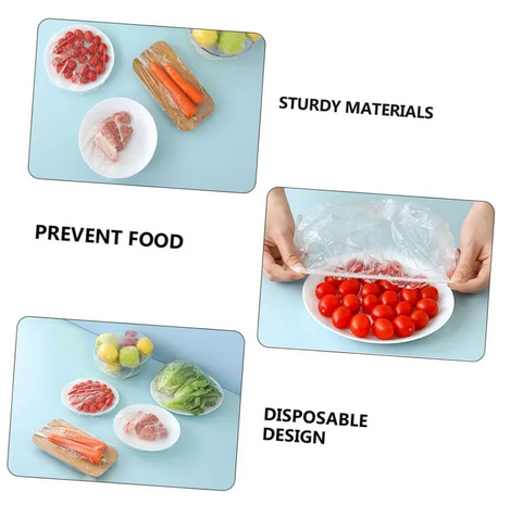 Picture of Disposable Storage Lids (100 pcs bagfor Meal Prep Transparent Food Covers Kitchen Seal Cap Clear Bowl Covers Food Dome Covers Clear Dish Plate Cover Plastic Food Covers