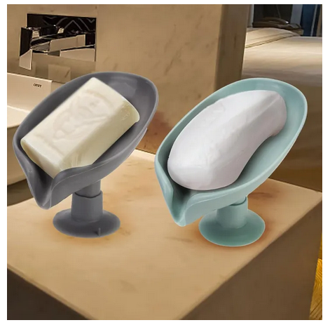 Picture of Soap Holder with Drainage,Soap Dish for Shower,Easy Cleaning Soap Box Container,Leaf Shape Soap Tray,Used in the Kitchen Bathroom and Counter Top