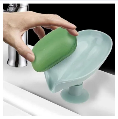 Picture of Soap Holder with Drainage,Soap Dish for Shower,Easy Cleaning Soap Box Container,Leaf Shape Soap Tray,Used in the Kitchen Bathroom and Counter Top