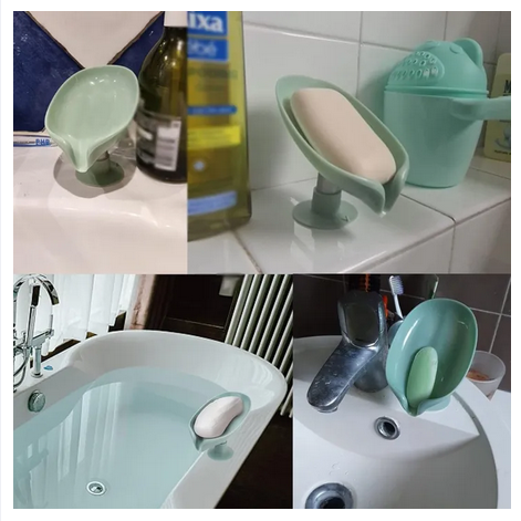 Picture of Soap Holder with Drainage,Soap Dish for Shower,Easy Cleaning Soap Box Container,Leaf Shape Soap Tray,Used in the Kitchen Bathroom and Counter Top