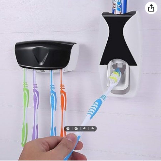 Picture of Automatic Toothpaste Squeezing Dispenser Device + Brush Holder Set