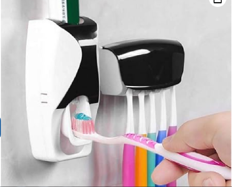 Picture of Automatic Toothpaste Squeezing Dispenser Device + Brush Holder Set