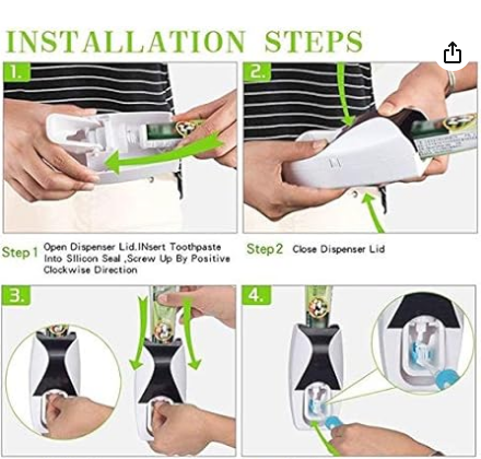 Picture of Automatic Toothpaste Squeezing Dispenser Device + Brush Holder Set