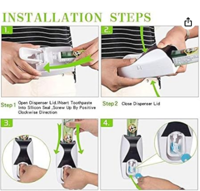 Picture of Automatic Toothpaste Squeezing Dispenser Device + Brush Holder Set