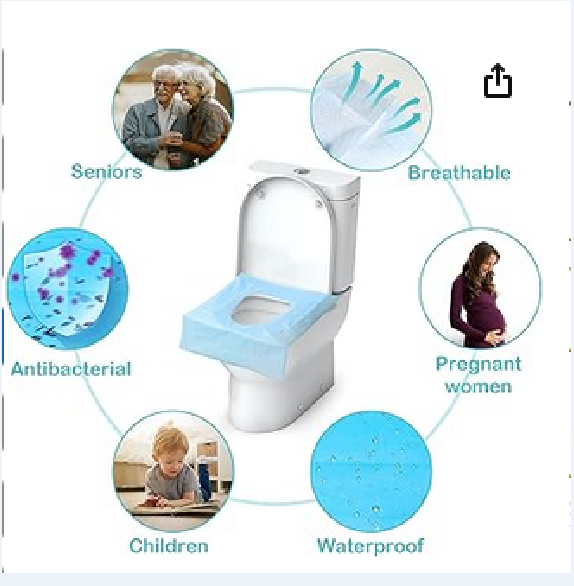 Picture of Pack of 10 disposable toilet pads, the hygienic solution for on the go, toilet covers, toilet seat mat, disposable toilet paper pad for travel, public toilets