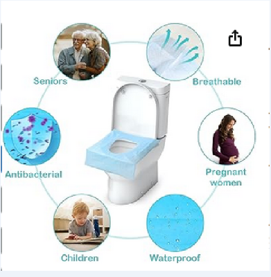 Picture of Pack of 10 disposable toilet pads, the hygienic solution for on the go, toilet covers, toilet seat mat, disposable toilet paper pad for travel, public toilets