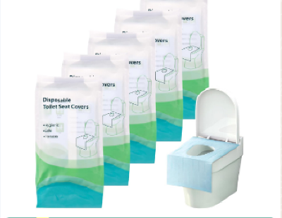 Picture of Pack of 10 disposable toilet pads, the hygienic solution for on the go, toilet covers, toilet seat mat, disposable toilet paper pad for travel, public toilets