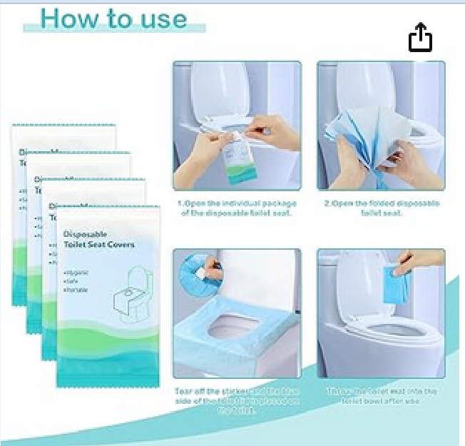 Picture of Pack of 10 disposable toilet pads, the hygienic solution for on the go, toilet covers, toilet seat mat, disposable toilet paper pad for travel, public toilets