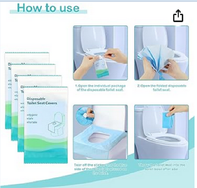 Picture of Pack of 10 disposable toilet pads, the hygienic solution for on the go, toilet covers, toilet seat mat, disposable toilet paper pad for travel, public toilets