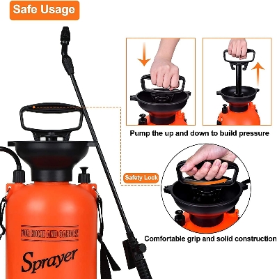 Picture of Garden Pump Sprayer 5L with 2 Different Nozzles Adjustable Shoulder Strap, Pressure Relief Value, Multi-Purpose