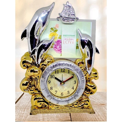 Picture of Dolphin Style Photo Frame with Clock for Study Table, Photo Frame Collages with Clock, Multicolor, Pack of 1