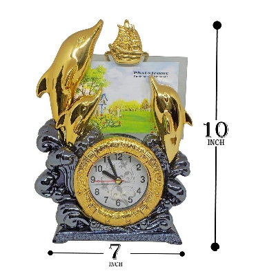 Picture of Dolphin Style Photo Frame with Clock for Study Table, Photo Frame Collages with Clock,Multicolor, Pack of 1