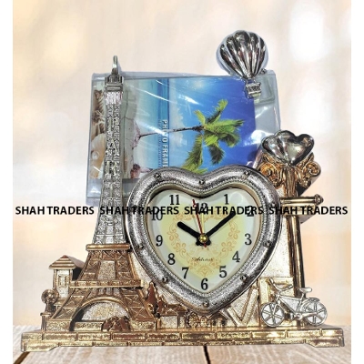 Picture of Eiffel Tower Frame with Love Alarm Table Clock Showpiece