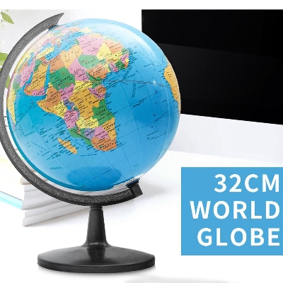 Picture of 32cm World Globe Educational Political Map Swivel Rotating Desk Top Globe - Geography Learning Home School Office Decoration - Diameter 32cm