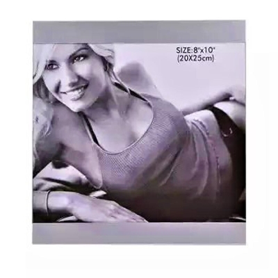 Picture of 8 x 10 Picture Frame for Tabletop Use, with Border on 2 Sides, Aluminum - Silver