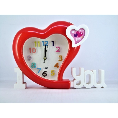Picture of I Love you  Heart Shape Analog Table Alarm Clock With Mini Photo Frame(Watch)