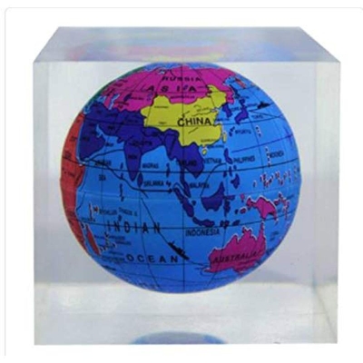 Picture of ofixo paperweight globe design acrylic paper weight with globe inside, great piece for desk decor.- Multi color