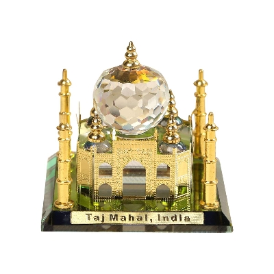 Picture of Collectible  Metal & Crystal Taj Mahal Showpiece, Medium, Multicolour
