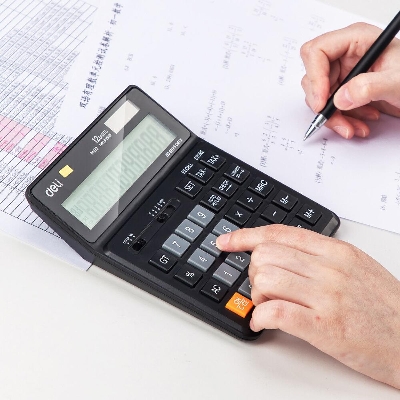 Picture of Deli 120 steps check function Tax Calculator Business office finance destop 12 digit dual power solar Black EM01020