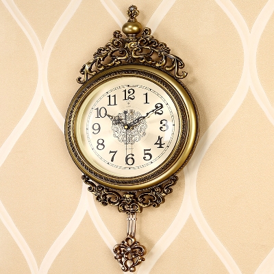 Picture of Elegant, Traditional, Decorative, Hand Painted Modern Grandfather Wall Clock Fancy Ethnic Luxury Handmade Decoration, Swinging Pendulum for New Room or Office. Large. 29.5 Inch. coloured gaze gold